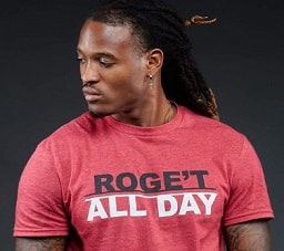 roget maddox, dreads, red shirt